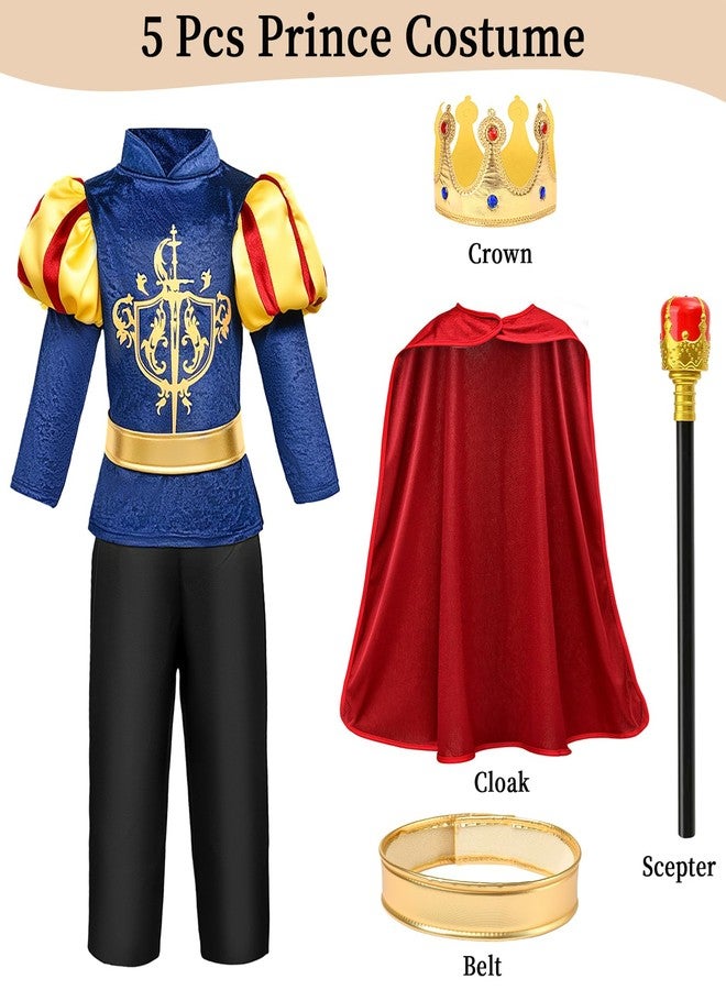 G.C Boys King Prince Charming Costume with Cape Kids Royal Dress Up Outfits Halloween Cosplay Role Play Birthday Gifts - Image 4